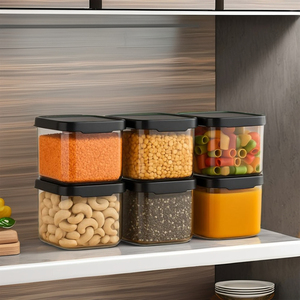 Trong Suốt 500Ml Nhựa Kín Nhà Bếp Thực Phẩm Lưu Trữ Lọ Có Nắp Đậy Lưu Trữ Container Cho Xung Gia Vị Đồ Ăn Nhẹ (4 Pcs) - Product Image 5