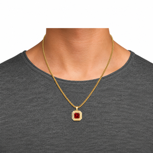 Colgante Solitario Clásico Vintage de Oro 18K 14K 10K y Plata 925 935 con Rubí, Engaste de Bisel, Joyería Fina Unisex, Regalo - Product Image 2