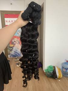 Extensiones de cabello alineado con cutícula virgen vietnamita sin procesar Trama dibujada doble Onda profunda suelta Cabello humano crudo Onda natural - Product Image 5