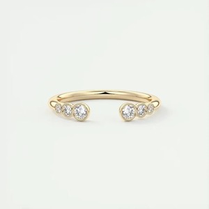 0.66 CT Round Cut Diamond <b>Ring</b> Open Cuff Bezel Set Band Matching Wedding <b>Ring</b> <b>Adjustable</b> Stacking Diamond <b>Ring</b> Modern Style - Product Image 1