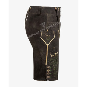 Pantalones Cortos Tradicionales Bávaros de Cuero de Ante Vacuno para Hombre, Oktoberfest, de Secado Rápido, Transpirables, con Bolsillos Tejidos - Product Image 4