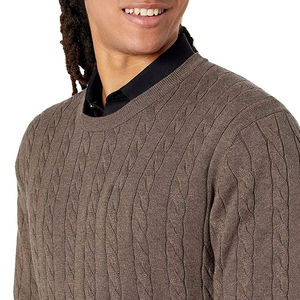 Pull d'hiver pour homme 100% coton, col rond, coupe ajustée, design personnalisé, anti-boulochage, respirant - Product Image 5