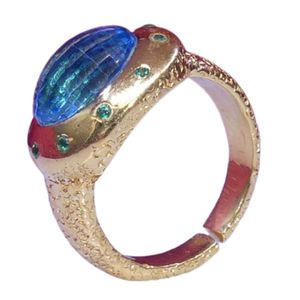 Gemvanity SR1486 – Bague de fiançailles/mariage classique de luxe en argent plaqué or avec topaze, style bouddhiste tibétain, pour femme/unisexe - Product Image 1