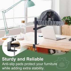 Cama para Gatos con Almohadilla Autocalentable – Cama Nido para Gatos Montada en el Escritorio con Campana |   Hamaca Acogedora para Gatos para Escritorio, Cama para Gatos para Escritorio - Product Image 5
