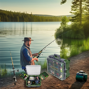 กล่องเก็บอุปกรณ์พลาสติก PP อเนกประสงค์กันน้ำสำหรับมืออาชีพสำหรับการจัดการอุปกรณ์ตกปลาสำหรับแม่น้ำลำธารทะเลสาบ - Product Image 1