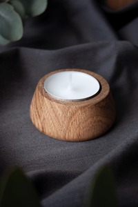 Unique Concrete Candle <b>Jar</b> with Wooden Candle Holder Stand Creative & Elegant Home Lighting - Product Image 2