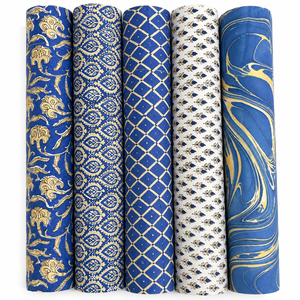 Handmade Block Print Decorative Paper Roll Set for Gift Wrapping <b>Scrapbooking</b> Craft and Packaging Applications - Product Image 1