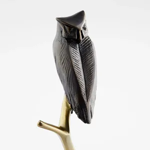 Figura de Búho en Latón Chapado en Oro, Escultura Animal, Decoración Artística para Interiores Modernos - Product Image 5