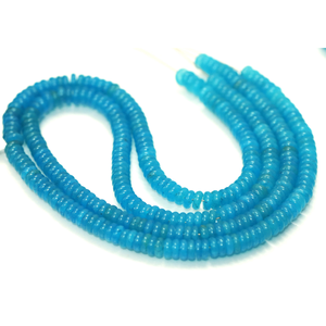 Cuentas de Calcedonia Azul Neón Planas en Forma de Rondelle de 5-6 mm, Cuentas Espaciadoras de Piedras Preciosas Azul Neón Brillante, Cuentas Lisas en Forma de Rondelle para Hacer Joyería - Product Image 3