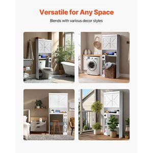 Meuble de rangement pour salle de bain à poser au-dessus des toilettes, 67,44 pouces de hauteur, organisateur de spa avec double porte et étagère réglable pour mobilier de salle de bain - Product Image 4