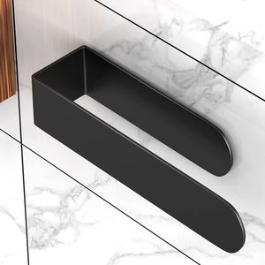 Porte-serviettes, barre porte-serviettes noire, barre porte-serviettes autocollante en acier inoxydable pour salle de bain, fixation murale, tailles personnalisables disponibles - Product Image 5