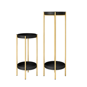 Gold <b>Plant</b> <b>Stand</b> Set with Tall and Short Raised Flower Pot Holders Decorative <b>Metal</b> Indoor <b>Plant</b> Display <b>Stands</b> for Living Room - Product Image 6