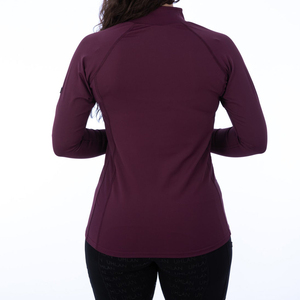 Camisa de equitación para mujer, personalizada, premium, sólida, informal, con logotipo bordado en la parte delantera, transpirable, antiarrugas, de spandex/poliéster, con cuello redondo. - Product Image 4