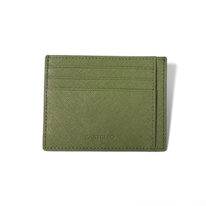 [Nuevo Producto] Estuche para Tarjetas Delgado de Cuero Saffiano de Primera Calidad Castello, Color Azul Marino, Verde, Gris, Negro, Hecho a Mano - Product Image 3