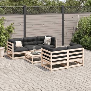 Ensemble de canapés de jardin modulaires moyens en pin naturel, meubles d'extérieur durables en bois massif - Product Image 3