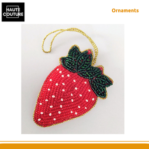 Amazing Offer on Handmade 9cm Long Beaded Strawberry Festive <b>Hanging</b> <b>Ornament</b> with Custom Options from Indian Manufacturer - Product Image 3
