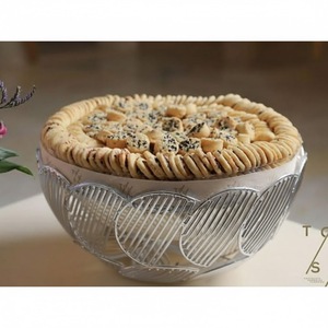 Elegante Tazón Decorativo de Metal Dorado y Plateado con Soporte de Bambú Único, Centro de Mesa de Lujo para Decoración del Hogar, Tazón para Exhibir Dulces - Product Image 3