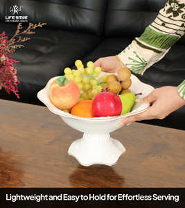 ชามผลไม้เนื้อกระเบื้องโบนไชน่าแบบใหม่ พร้อมขาตั้ง สีขาว ขอบทอง ดีไซน์หรูหราทันสมัย ปลอดสารพิษ - Product Image 3