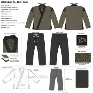 Dravelle Industry Men's BJJ Kimono Olive Green Black Pants 100% Cotton Durable Regular Fit Adult Martial <b>Arts</b> Wear Kit - Product Image 5