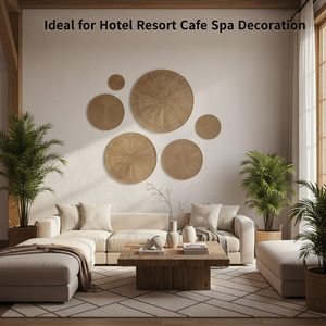 Décoration murale rectangulaire en rotin faite à la main, écologique, grande taille, style bohème naturel, pour la décoration intérieure. - Product Image 5