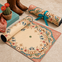 Tapis de Mahjong Américain Personnalisé 33x33 Pouces en Néoprène Antidérapant Motif Floral Cactus Cowgirl Western Housse de Table Carrée Cadeau Soirée Jeux OEM/ODM