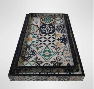 Bandeja impresa de madera de alta calidad Precio barato Diseño único Bandeja impresa MDF hecha a mano de La India - Product Image 4