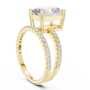 Designer 3 Carat Lab Grown Radiant Cut <b>Split</b> Shank Engagement <b>Ring</b> 14K Gold IGI Certified VS1 E Diamond for Anniversary Wedding - Product Image 2