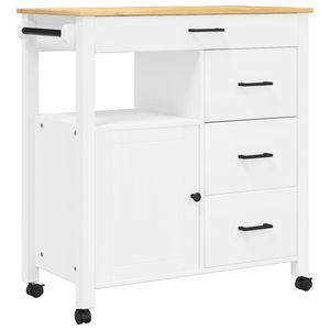 MONZA Solid <b>Wood</b> <b>Pine</b> <b>Kitchen</b> Trolley 33.1"x15.7"x35.4" <b>Kitchen</b> <b>Cabinets</b> - Product Image 2