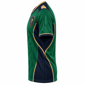 Camiseta de Juego Filigree Crest Verde Esmeralda con Ribete Dorado, Cuello en V, Escudo Sublimado, Camiseta de Esports para Hombre, Impresión de Logotipo Personalizado - Product Image 4