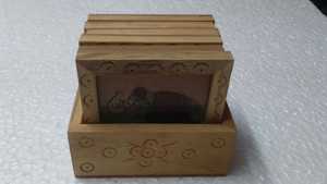 Magnifique ensemble de 6 dessous-de-verre en bois personnalisables, motif éléphant classique, écologique et réutilisable, pour la décoration intérieure - Product Image 3