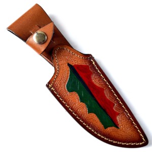 Funda de cuero pintada a mano de alta calidad, hecha en fábrica, para cuchillos de hoja fija. - Product Image 1