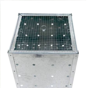 <b>Square</b> galvanized metal incinerator <b>bin</b> with perforated ventilation and mesh lid, available at wholesale prices. - Product Image 3