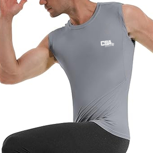 Camiseta de compresión sin mangas de estilo moderno para hombre, transpirable, ligera, para entrenamiento y correr - Product Image 6