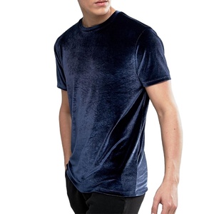 Premium Quality & Quick Dry Breathable Velvet Fabric Short Sleeves Custom Logo & Colour Velvet Mens Tee <b>Shirts</b> - Product Image 4