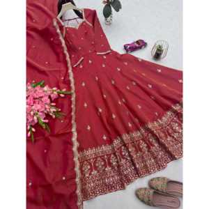 Vestido de fiesta de noche de diseñador Anarkali con vestido de novia elegante Pent y Dupatta - Product Image 5