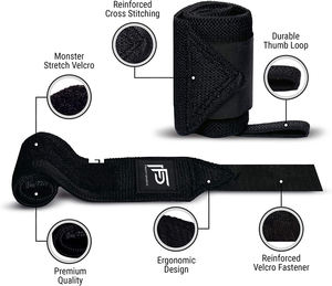 High Quality Gym Wrist Wraps with Adjustable Elastic Straps for Weightlifting and Fitness <b>Training</b> - Product Image 3