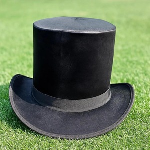 Premium Quality custom Handmade Black Silk <b>Top</b> Hat Victorian Steampunk Cosplay Hat - Product Image 3