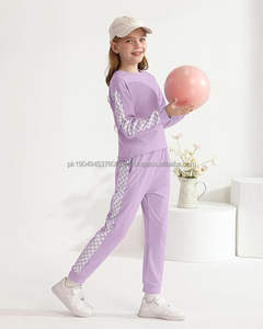 Chándal de 2 piezas de alta calidad para niñas, nuevo jersey, sudadera, pantalones de chándal, manga larga, transpirable, a cuadros, Invierno - Product Image 1