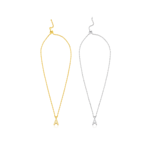 Collana con ciondolo a forma di lettera A in acciaio inossidabile, 6 mm, gioielli minimalisti da donna - Product Image 2