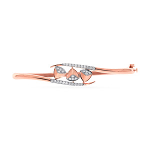 Elegant Infinity Leaf Diamond Gold Bangle Bracelet for WomenElegant Rose Gold Diamond Floral Bangle Bracelet | Pavé Diamond Leaf - Product Image 1