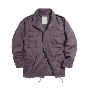 Chaqueta de Lona para Hombre a la Moda, Color Morado Oscuro, Cuello Camisero, Cierre de Cremallera Frontal, Servicio OEM Personalizado, Transpirable - Product Image 1