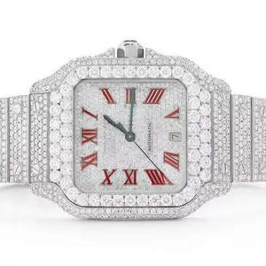 Montre automatique BOJ CATie.R010 Red Roman VVS Diamonds Luxurious Glass Alloy Stainless Steel Fully Iced Moissanite Movement Automatic 41MM - Product Image 1