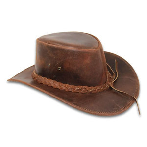 Unisex Brown Leather Cowboy <b>Hat</b> With Braided <b>Band</b> Casual Outdoor Style Adult Spring Autumn Fit 56-58CM 2026 - Product Image 4