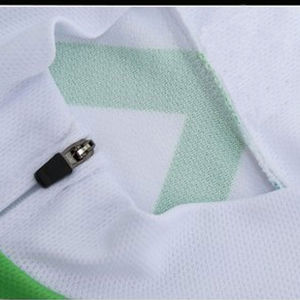 Ensemble maillot et short de cyclisme vert et blanc à motif zigzag pour cyclistes de route et VTT - Product Image 3