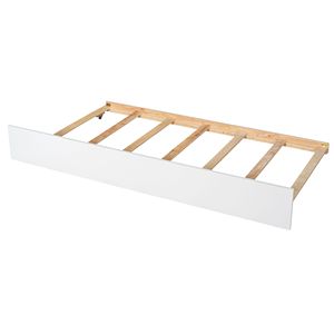 Letto Matrimoniale Bianco con Letto Estraibile e Libreria, Pezzo di Arredamento Multifunzionale - Product Image 1