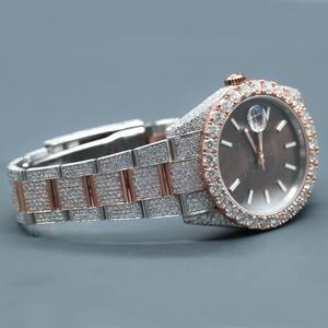 Reloj de Cuarzo de Lujo Unisex Chapado en Oro Rosa de 18K y Plata 925 con Diamante Moissanita Cultivado en Laboratorio, Estilo Ejecutivo, Joyería de Moda - Product Image 4
