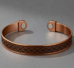 Bracelet magnétique bio-énergétique en cuivre pur, surface texturée diamant, aimants en germanium infrarouge lointain et ions négatifs - Product Image 6