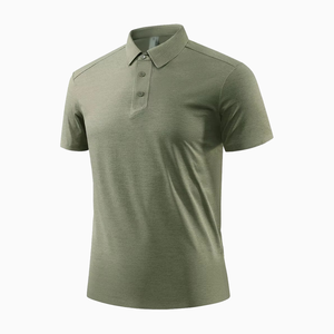Polo à manches courtes en tricot uni pour homme, séchage rapide, vert, style décontracté, tissu polyester - Product Image 5