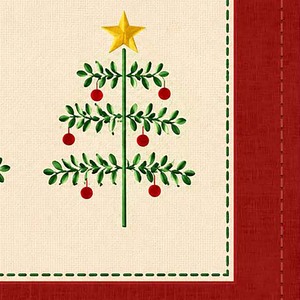 Elegante Mantel Individual Bordado con Diseño de Árbol de Navidad en Color Rojo, Mantel Individual de Algodón Suave de Calidad con Tamaño y Logotipo Personalizados - Product Image 3