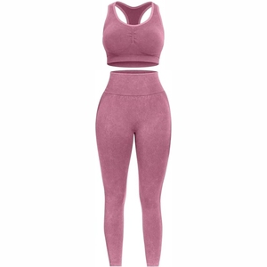 American Plus Size Solid Yoga Outfit 2-Piece Set <b>High</b> Elasticity Breathable Fitness Wear Women Large Size <b>Tight</b>-Fitting - Product Image 1